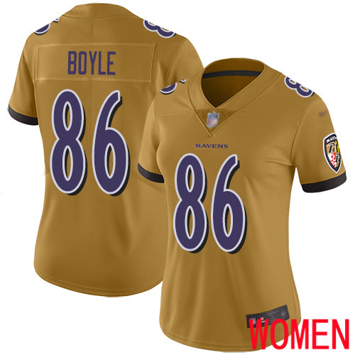 Baltimore Ravens Limited Gold Women Nick Boyle Jersey NFL Football #86 Inverted Legend